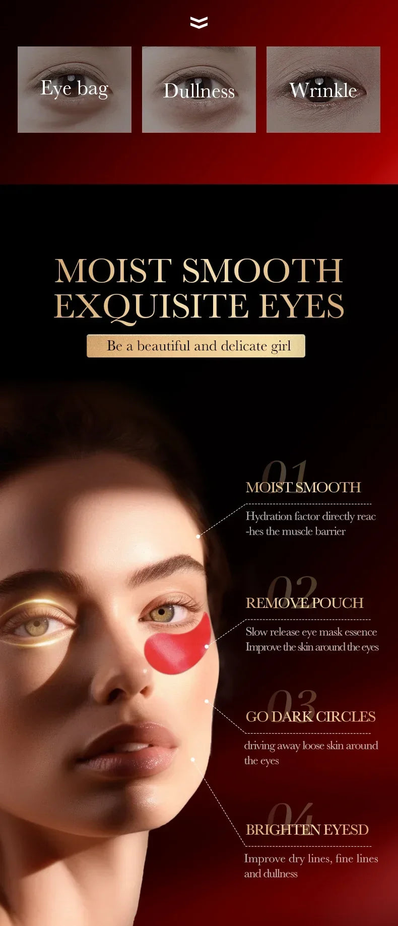 60pcs SADOER Red Pomegranate Collagen Eye Mask Firming Anti Dark Circles Remove Eyes Bag Moisturizing Eye Patches Eyes Skin Care