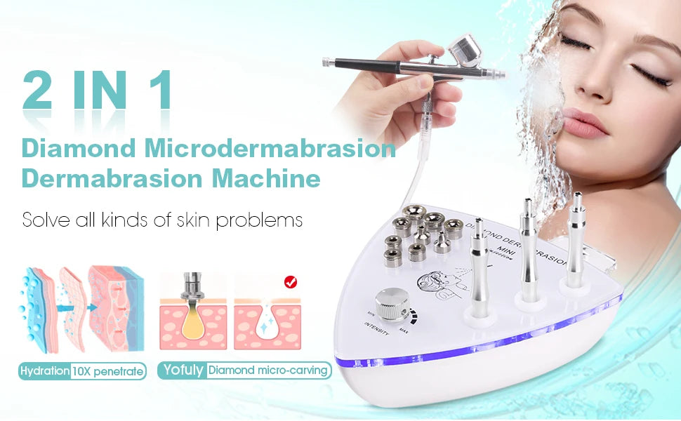 Professional Diamond Microdermabrasion Machine with Water Spray 65-68cmHg Suction Facial Exfoliation Skin Dermabrasion Machine