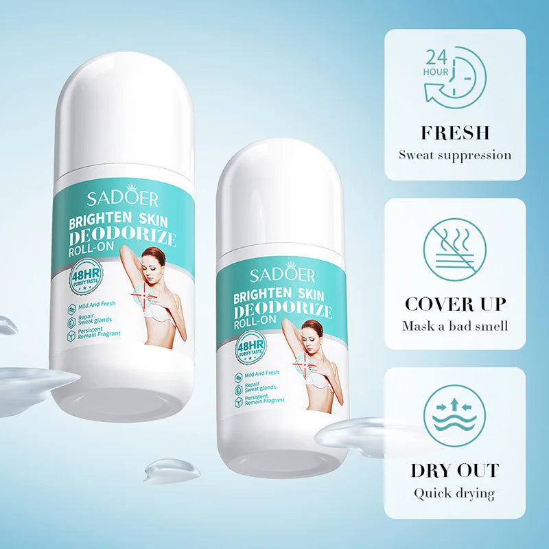 SADOER Deodorizing Body Lotion Roll-On Bead Deodorize Armpits Refreshing Body Skin Brightening Underarm Anti Sweating Odor Cream