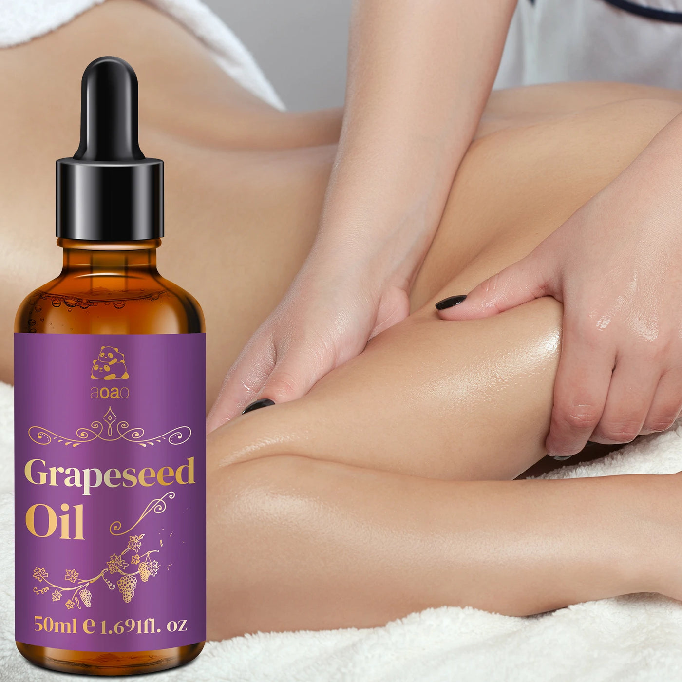 Grape Seed Oil Suitable for Face, Body, and Hair, Perfect for Massage, Scalp and Nail Natural Moisturizing Cream Bath Oil.