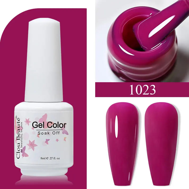 Clou Beaute 8ml Gel Polish Colorful Glitter UV Nail Gel Vernis Semi Permanent Glass Bottle Blue Green White Soak Off Gel Nail