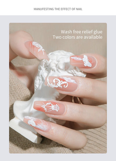 5ml Painted Embossed Gel Nail Polish 3D Black White Nail Art Plaster Gypsum Drawing Painting Carving Gel Salon DIY Manicure Tool