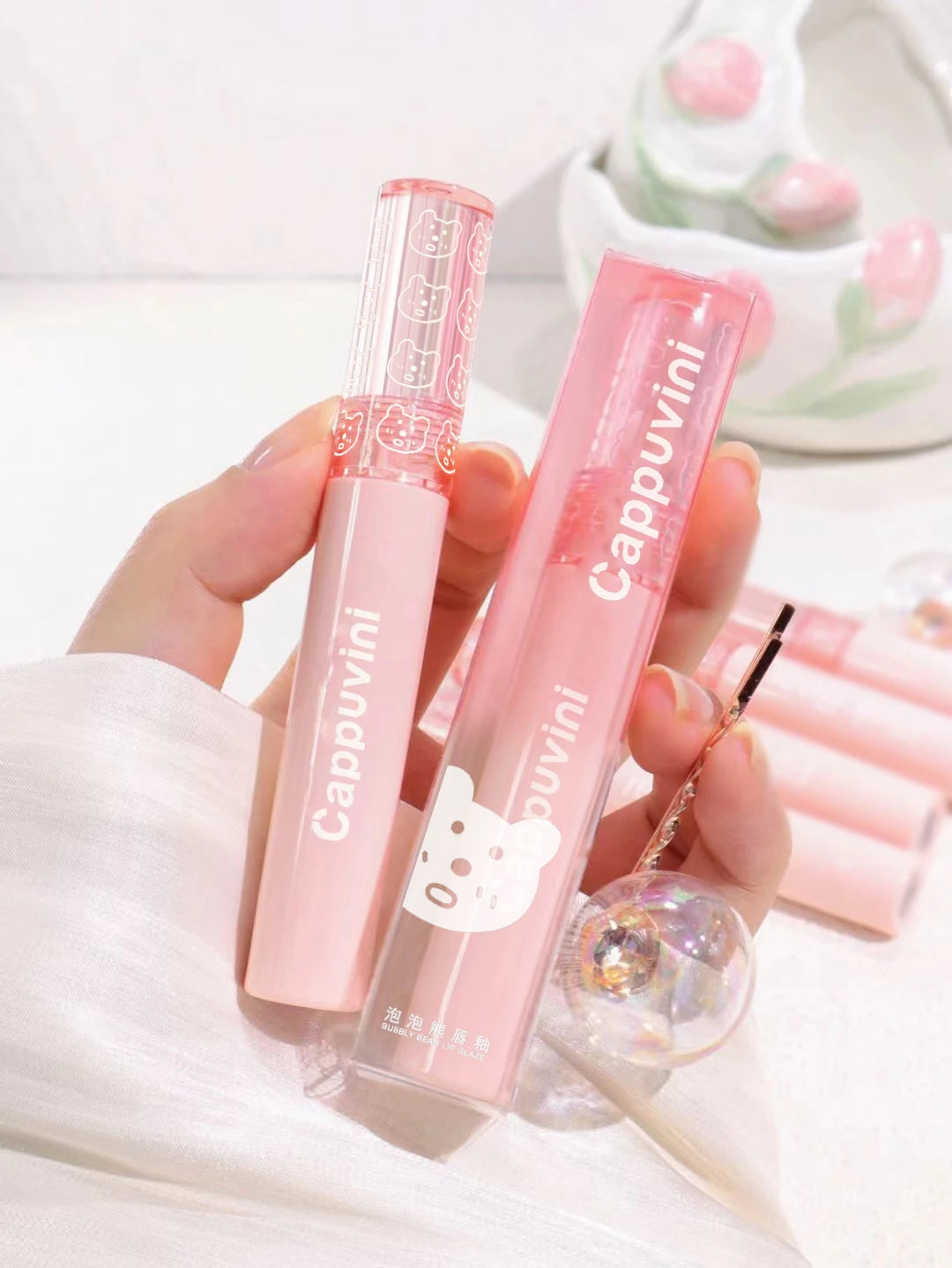 Cherry Pink Mirror Water Lip Gloss Waterproof Nude Brown Clear Tint Glass Lip Oil Liquid Lipstick for Makeup