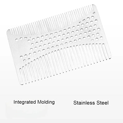 Stainless Steel Beard Comb for Men - Compact Credit Card Size Beard Straightener Easy to Carry Grooming Tool