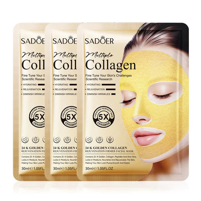 SADOER 24k Golden Collagen Facial Masks Anti Wrinkle Firming Moisturizing Anti-Aging Face Mask Beauty Facial Skin Care Products