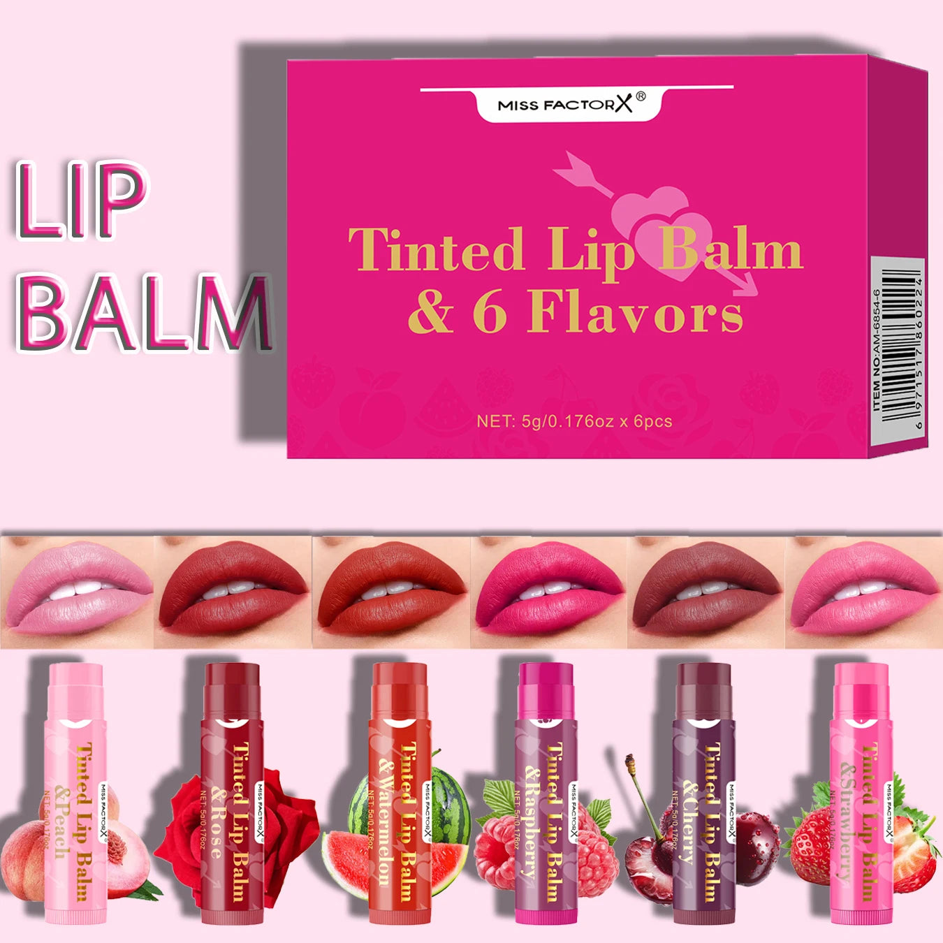 6 pieces/box, 6 flavors, nourishing and moisturizing dry lips, lipstick, lipstick gift set, the best choice for women's gifts
