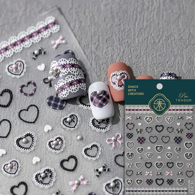 Cat's Eye 5D Gradient European Love Heart Gem Wing Crystal Geometric Colorful Self Adhesive Nail Art Stickers Manicure Decals