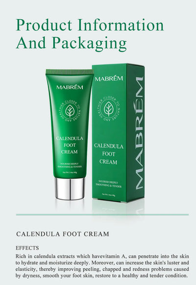MABREM Foot Treatment Cream Whitening Anti-cracking Moisturizing Foot Care Exfoliating Scrub Anti-dry Calendula Olive Repair 40g