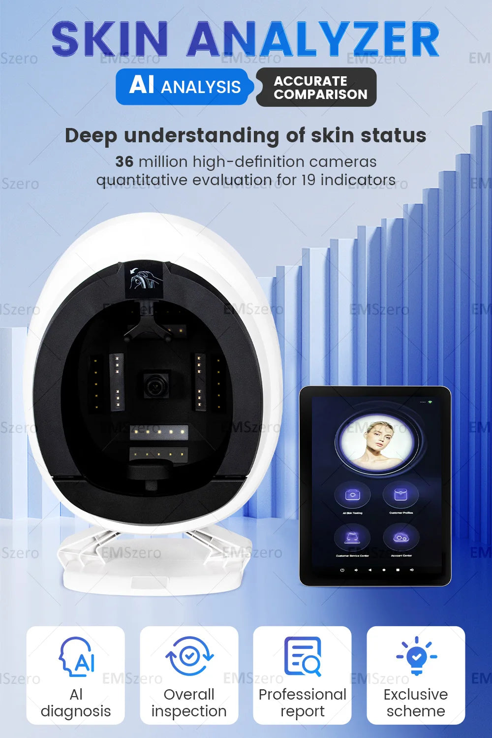 Latest Portable 4G WiFi Skin Analyzer 3D Magic Mirror Smart Tester Big Data Skin Detect Analysis Machine