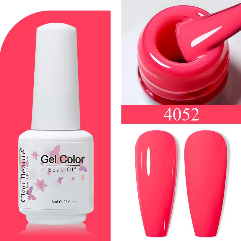 Clou Beaute 8ml Gel Polish Colorful Glitter UV Nail Gel Vernis Semi Permanent Glass Bottle Blue Green White Soak Off Gel Nail