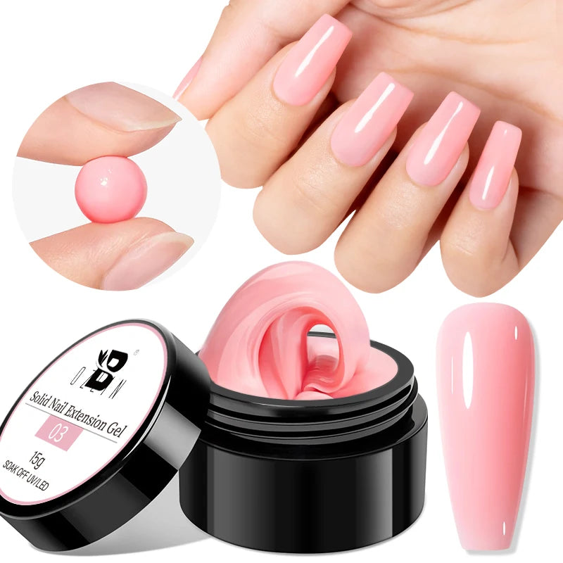 30g Dopamine Sequin Flexible 3D Gel Non Stick Hand Solid Extension Nail Gel Nude Pink White Extension Gel Rhinestone Glue Gel