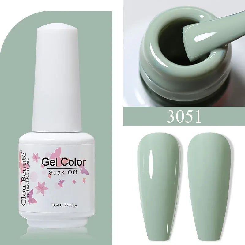 Clou Beaute 8ml Gel Polish Colorful Glitter UV Nail Gel Vernis Semi Permanent Glass Bottle Blue Green White Soak Off Gel Nail