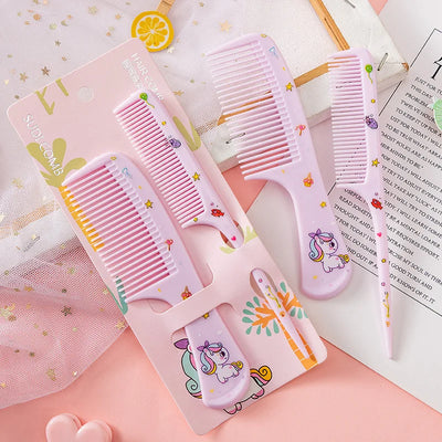 2Pcs/Set Cute Kids Hairdressing Comb Tail Comb for Girls Whale Dinosaur Giraffe Unicorn Hair Comb Kids