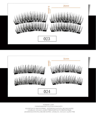 Three Magnet False Eyelashes Handmade Naturally Realistic Quick Paste Reuse 3D Magnetic False Eyelashes