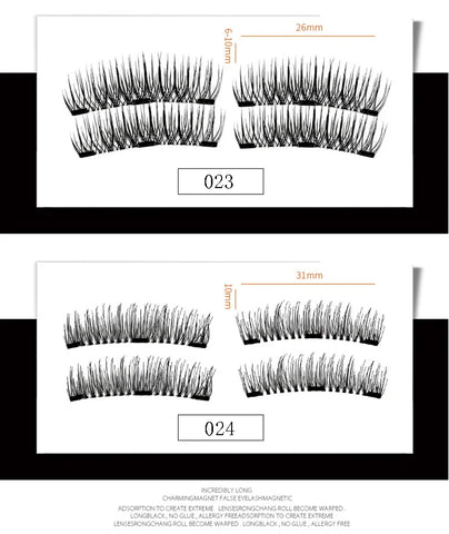 Three Magnet False Eyelashes Handmade Naturally Realistic Quick Paste Reuse 3D Magnetic False Eyelashes