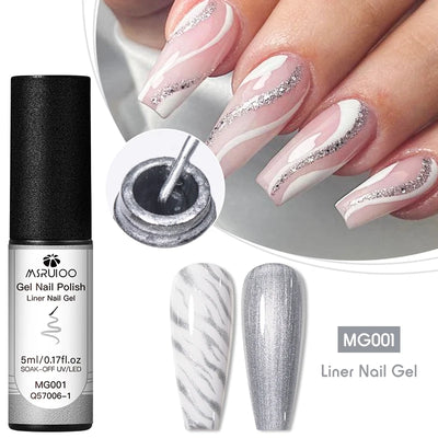 5ml Metallic Painting Liner Gel Nail Polish Set Gold Silver Pink Semi-Permanent Line UV Gel Varnish For Drawing French Nails