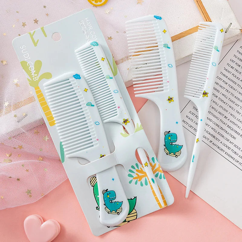 2Pcs/Set Cute Kids Hairdressing Comb Tail Comb for Girls Whale Dinosaur Giraffe Unicorn Hair Comb Kids