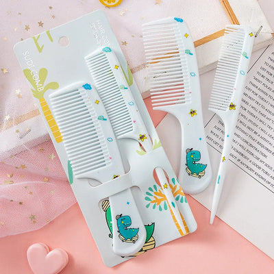2Pcs/Set Cute Kids Hairdressing Comb Tail Comb for Girls Whale Dinosaur Giraffe Unicorn Hair Comb Kids