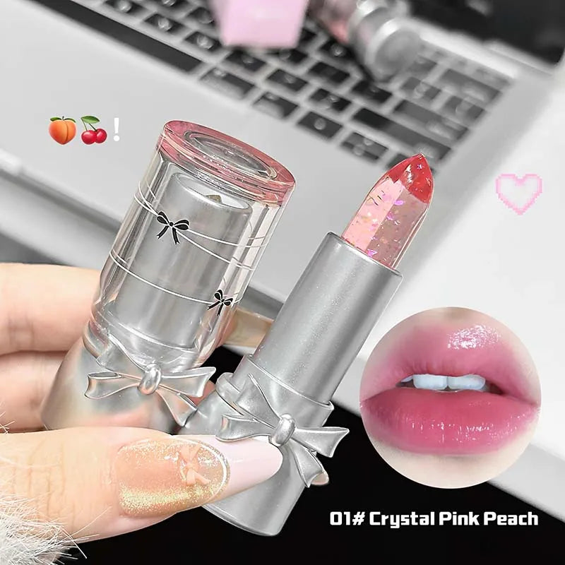 Cappuvini Sweet and Cool Bow Thermochromic Lipstick is a moisturizing and hydrating lip balm that reduces lip lines and changes