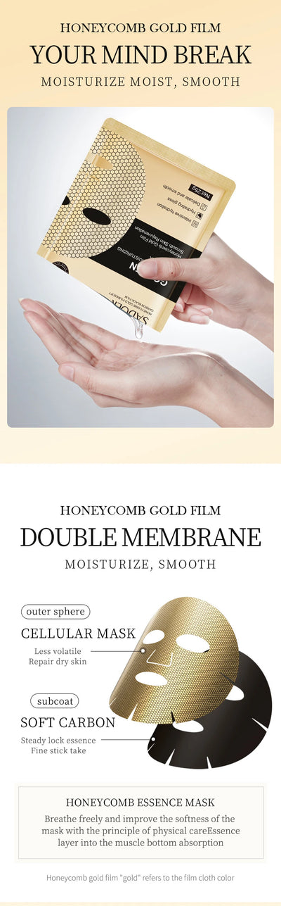 5pcs SADOER 24K Golden Moisturizing Facial Masks Face skincare Firming Nourishing Smooth Skin Rejuvenation Face Mask Sheets Mask