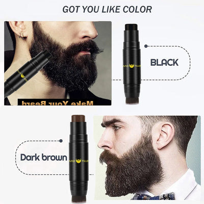 Men Beard Filling Stamp Beard Pencil Filler Waterproof Moustache Pen Beard Brush Enhancer Moustache Coloring Shaping Sweatproof