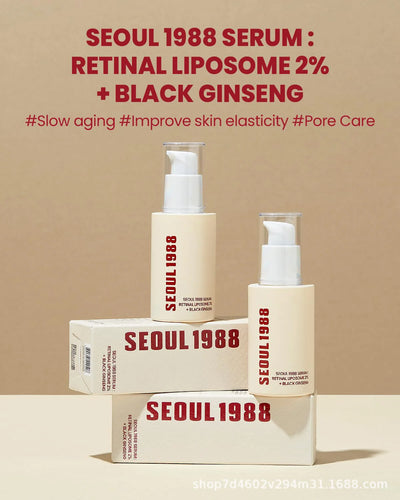 Seoul 1988 Anti-Aging Trio: 4% Retinal Eye Cream + 2% Retinal Serum w/ Black Ginseng for Wrinkles & Brightening,Korean Skincare