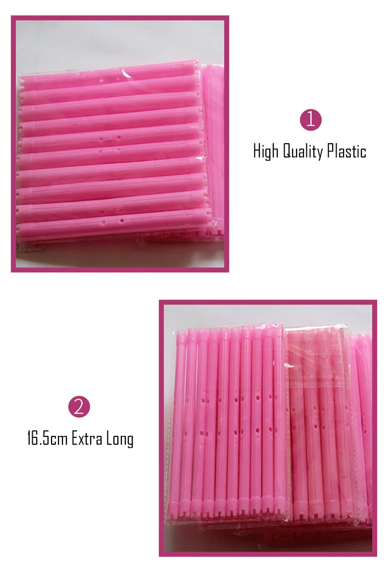 30pcs/set 16.5cm Length Hollow Cold Perm Rods with Rubberbands Extra Long Curler Bars Heatless Rollers Hairdresser Tools 1903