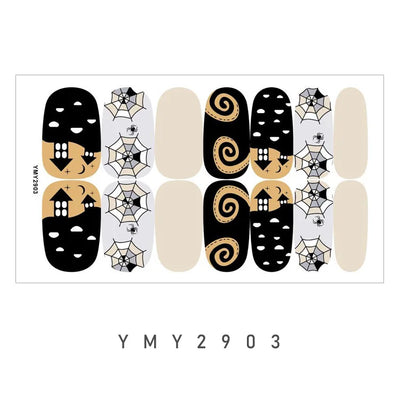 Baking Free Arrival Halloween Nail Stickers Full Sticker Fashion Nail Art Jewelry Wholesale Applique Nail Sticker 14 Tips