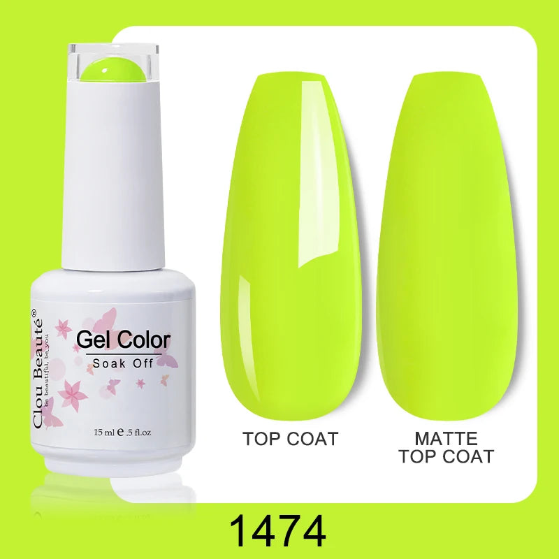 Clou Beaute Nail Gel Polish Kit 15ml Soak Off UVLED Nails Varnish Semi Permanent Nail Art Gels Lacquer Top Base Coat Gel Lacquer