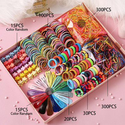 Girls Colorful Hair Bands Set Nylon Elastic Rubber Band Satin Scrunchies Children Ponytail Holder Kids Hair Accessories