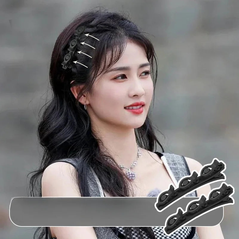 Double Layer Braided Hairpin Broken Hair Fixed Clip Women Girls Korean Fashion Hairpin Headband Hairpin Lazy Styling Accessories