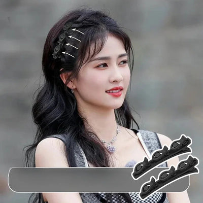 Double Layer Braided Hairpin Broken Hair Fixed Clip Women Girls Korean Fashion Hairpin Headband Hairpin Lazy Styling Accessories