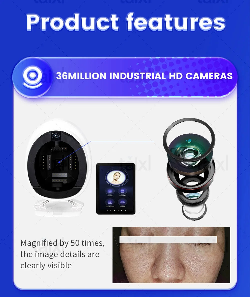 3D AI Aesthetic Skin Analyzer Smart Detector Facial Scanner Machine Skin Moisture Analyzer Skin Microscope