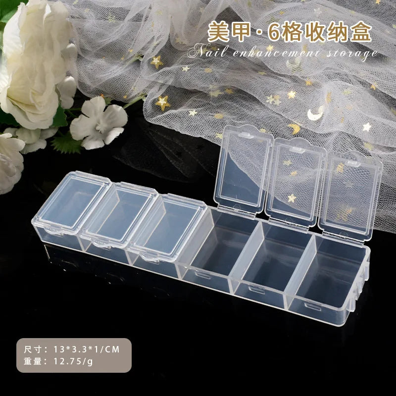 6/12/24grids Empty Clear Plastic Organizer Box Plastic Box Y2K Nail Art Rhnestone Storage /Container Tool For Nail Glitter R