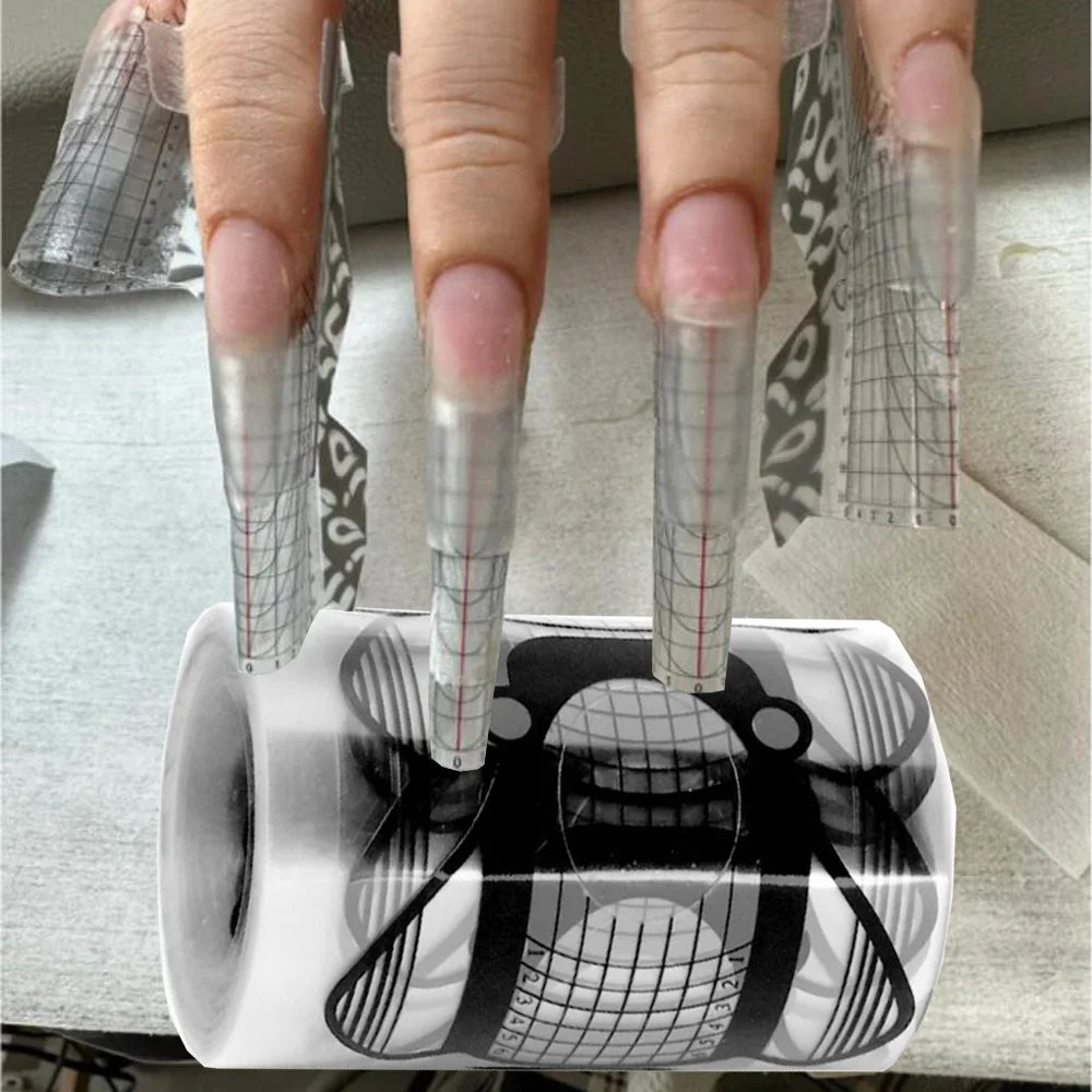 100pcs Nail Extension Guide Stickers French Nails Form Shaper Beginner DIY Acrylic/UV Gel/Poly Acrylic Gel Manicure Extension&*&