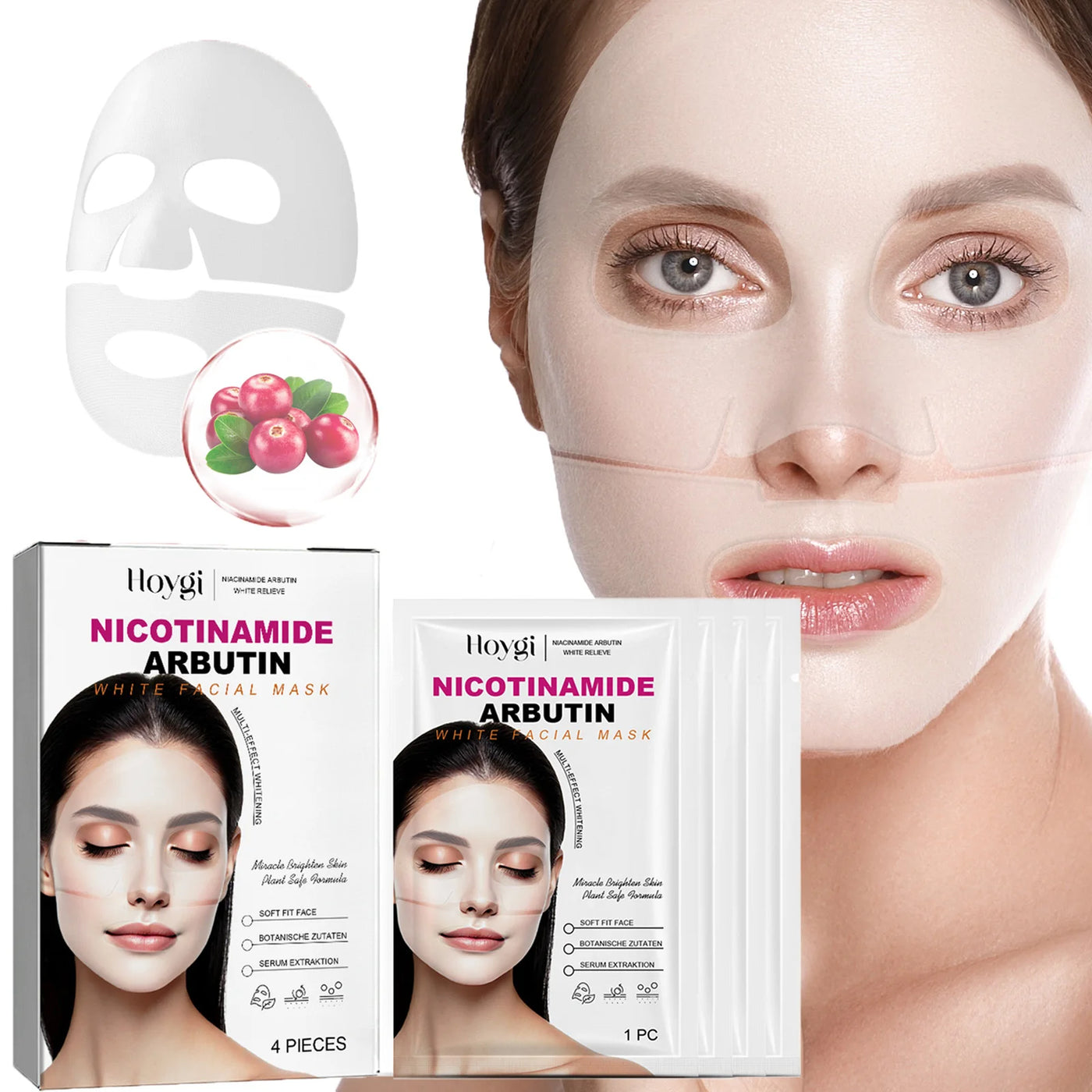 Niacinamide Arbutin Hydrating Mask Deep Hydrating Shrink Pores Firming Refreshing Brightening Facial Sheet Mask for Glowing Skin