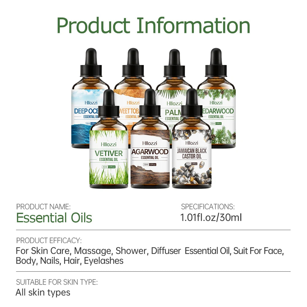 30ml Agarwood-Cedarwood-Vetiver-Pine Palm-Ocean-Sweet Tobacco-Black Castor Aromatherapy Essential Oils Aromatherapy Essential