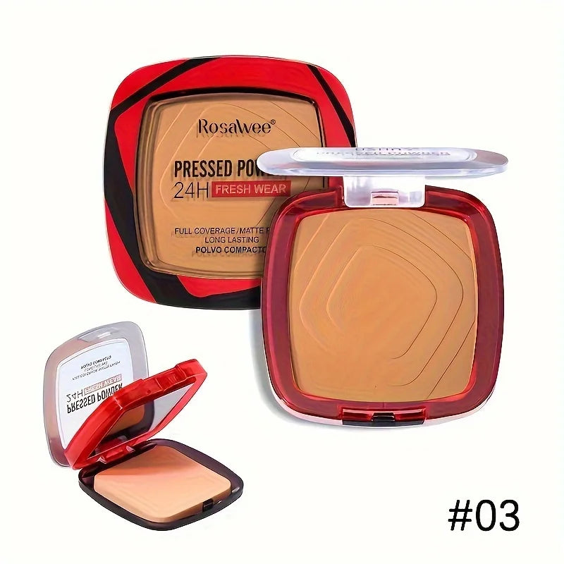 Full Coverage Pressed Powder Foundation With Puff Applicator, 24H Wear Matte Control Oil  Foundation Long Lasting Face Makeup