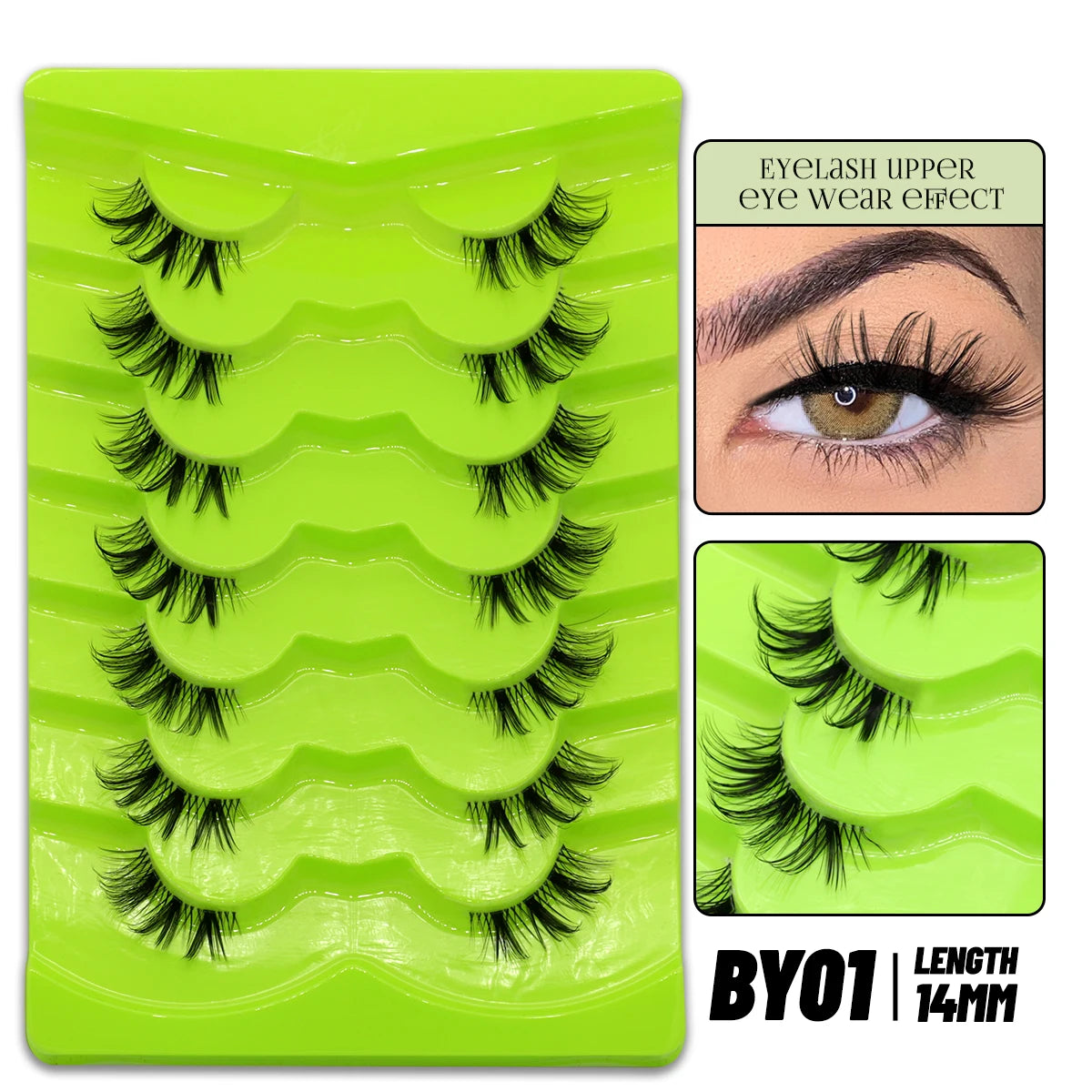 GROINNEYA Cat Eye Lashes Natural long Manga Lashes Faux Mink Eyelashes Winged End Eye Elongated Eyelashes Fake Lashes Soft