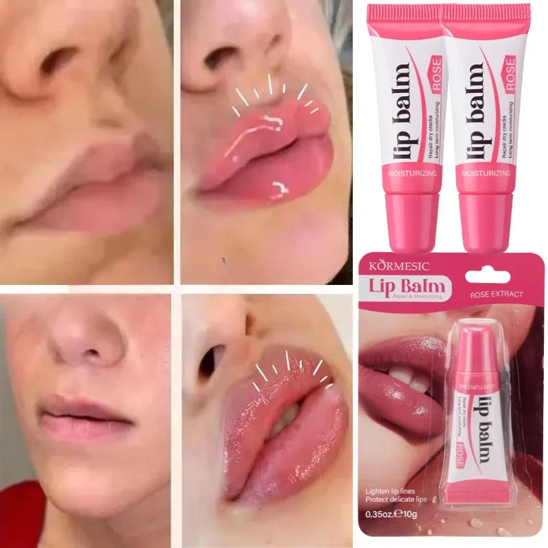Rose Lip Balm Soft Lasting Nourishment and Moisture for Men and Women Fade Fine Lines Daily Care Lip Balm Clear Beautiful Skin
