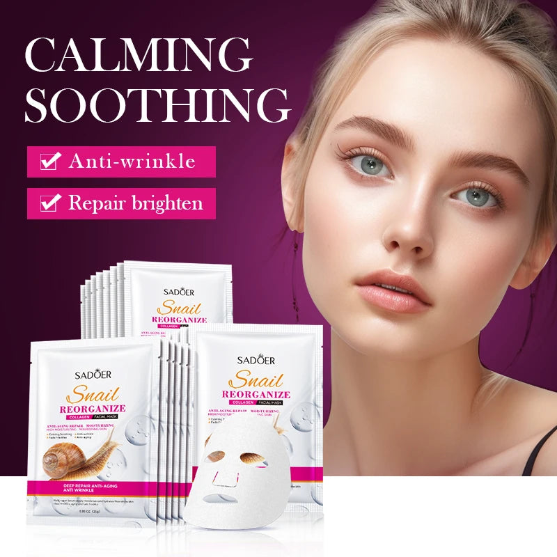 1/3/5/10pcs Snail Collagen Moisturizing Face Mask Replenishment Firming Tender Facial Mask Skin Care Korean Cosmetics