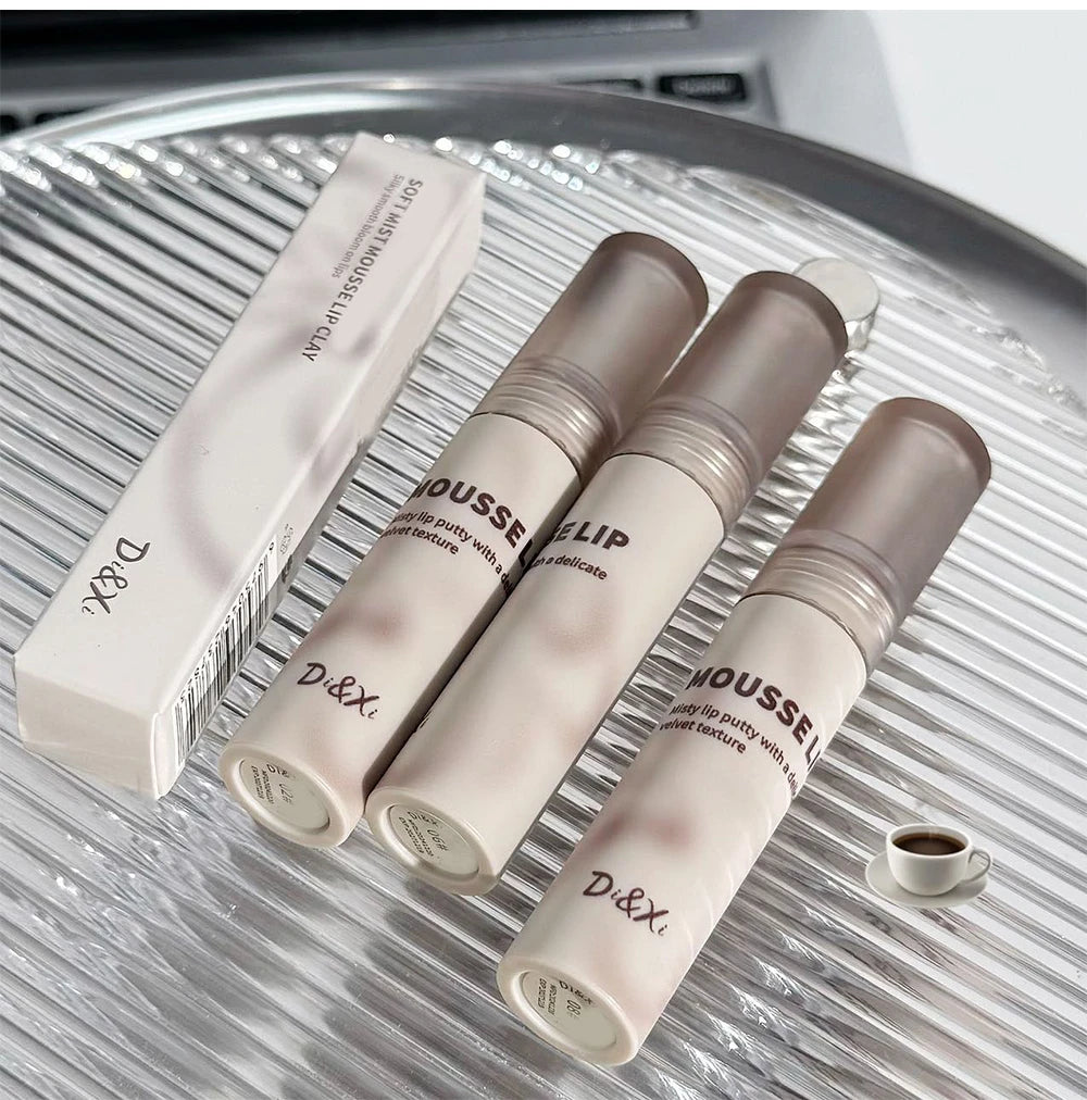 Gothic Matte Black Lipstick Waterproof Mousse Lip Mud Nude Brown Lipstick Moisturize Silky Gloss Makeup Non-stick Lips Tint