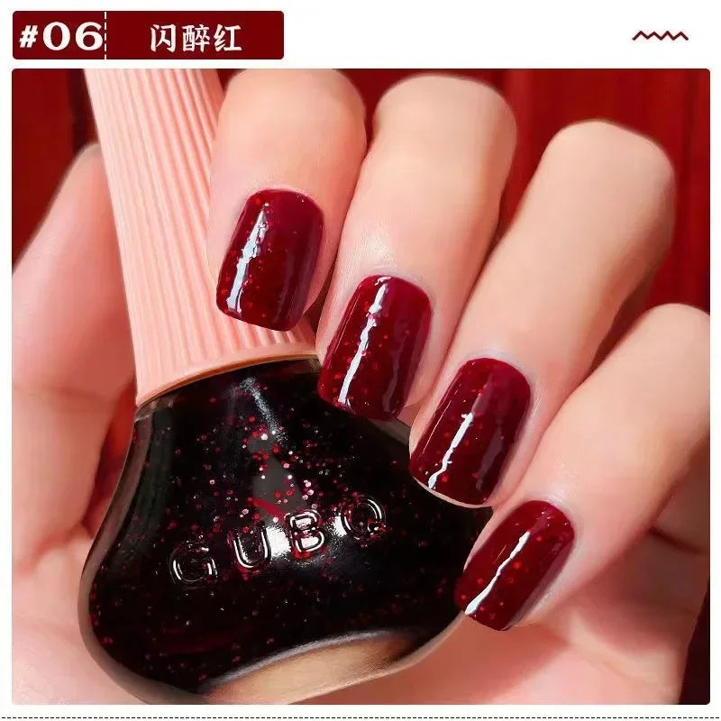 45 Colors Nail Polish Oil-based Nails Polish No-bake Quick Dry Non-tear Small Glitter Nail Gel Transparent Red Nail Art
