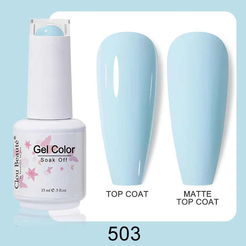 Clou Beaute Nail Gel Polish Kit 15ml Soak Off UVLED Nails Varnish Semi Permanent Nail Art Gels Lacquer Top Base Coat Gel Lacquer