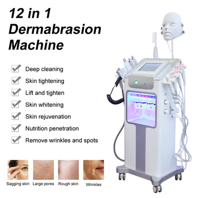 AOKO New 12 IN1 Hydro Dermabrasion Aqua Peeling Ultrasound Facial Care Oxygen Injection Skin Rejuvenation Whiting Beauty Machine