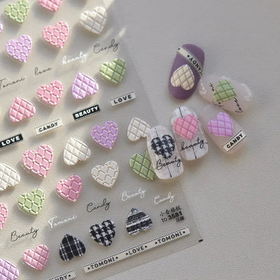 Cat's Eye 5D Gradient European Love Heart Gem Wing Crystal Geometric Colorful Self Adhesive Nail Art Stickers Manicure Decals