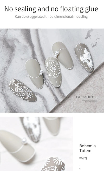 5ml Painted Embossed Gel Nail Polish 3D Black White Nail Art Plaster Gypsum Drawing Painting Carving Gel Salon DIY Manicure Tool