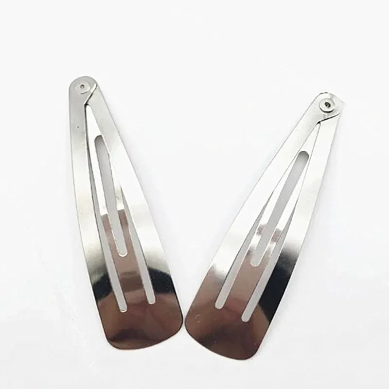 50pcs/pack Silver Tone Snap Hair Clips Craft Bow-Nickel Plated 30/40/50mm Barrette Slide Blanks for Kid DIY Decoration Hot