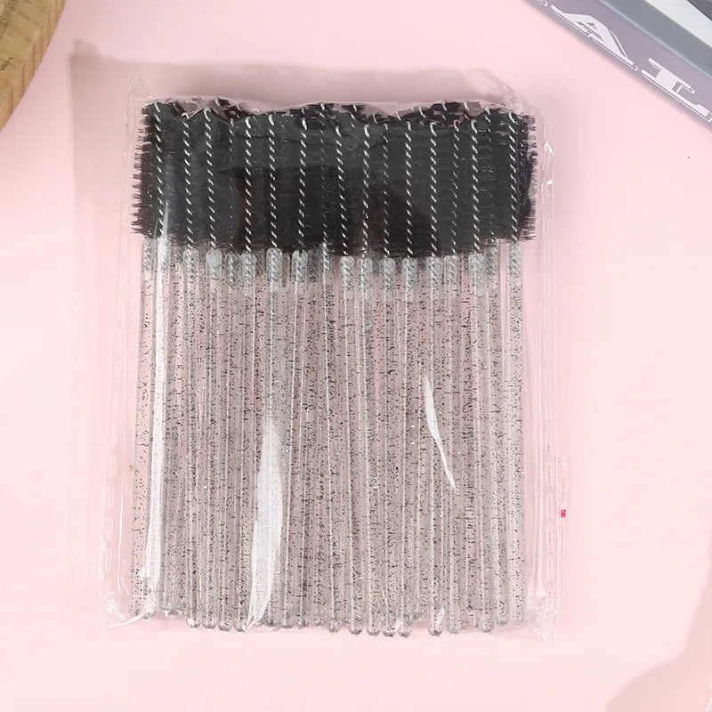 50Pcs Disposable Eyelash Wands Brush Comb Eye Lashes Extension Accessories Mascara Wand Makeup Professional Beauty Tool