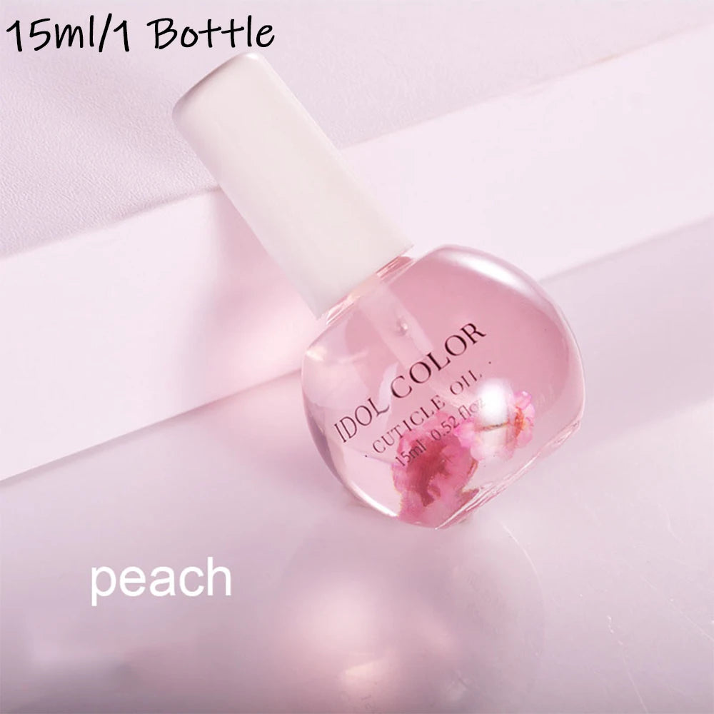 15ml/1 Bottle Dried Flowers Softener Nutritional Cuticle Oil 8Color Cuticle Oil Multi Fragrance Nail Edge Care Nail Art Tool*